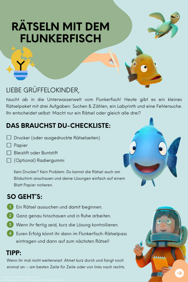 Rätselspaß mit dem Flunkerfisch Anleitung