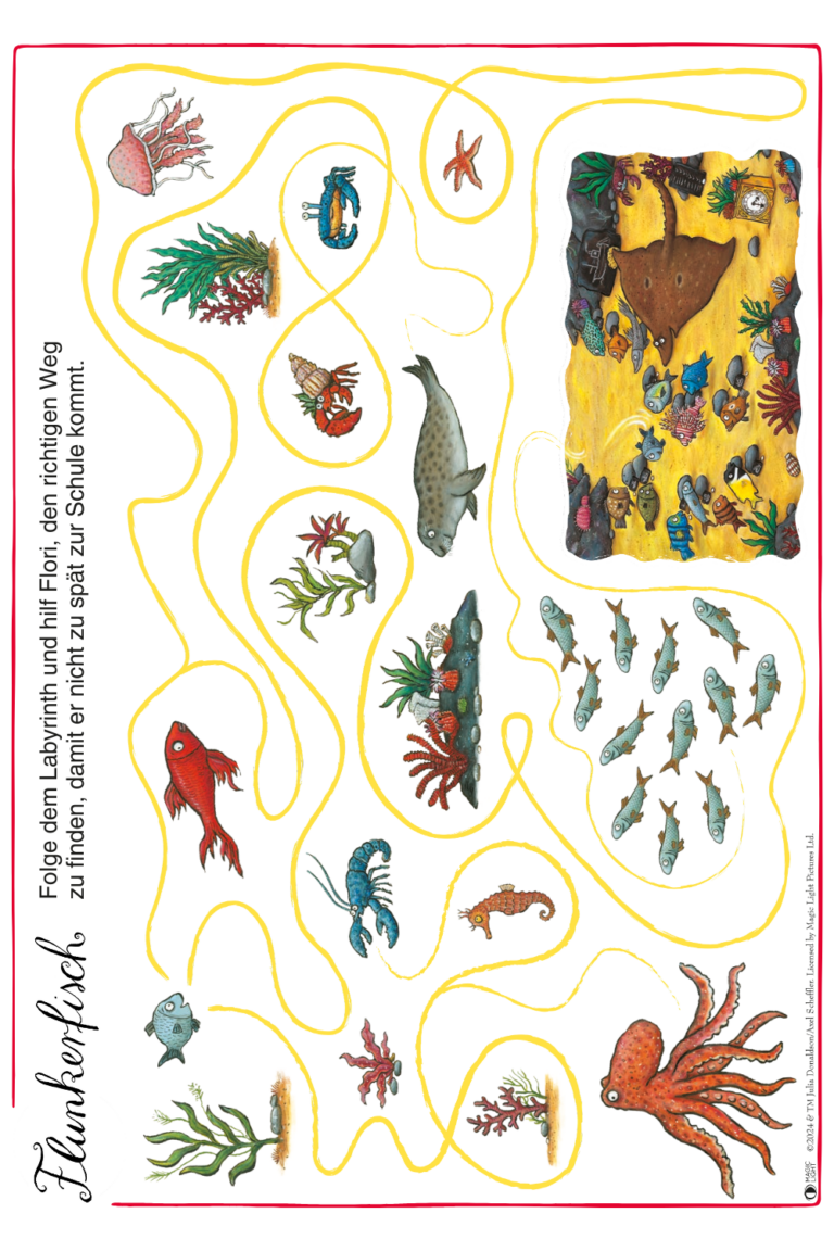 Rätselspaß mit dem Flunkerfisch Verbinde