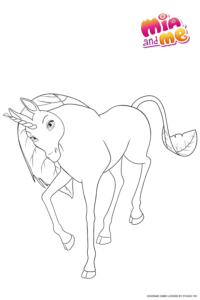Ausmalbild zu Mia and me von Einhorn Yolika Pose 1