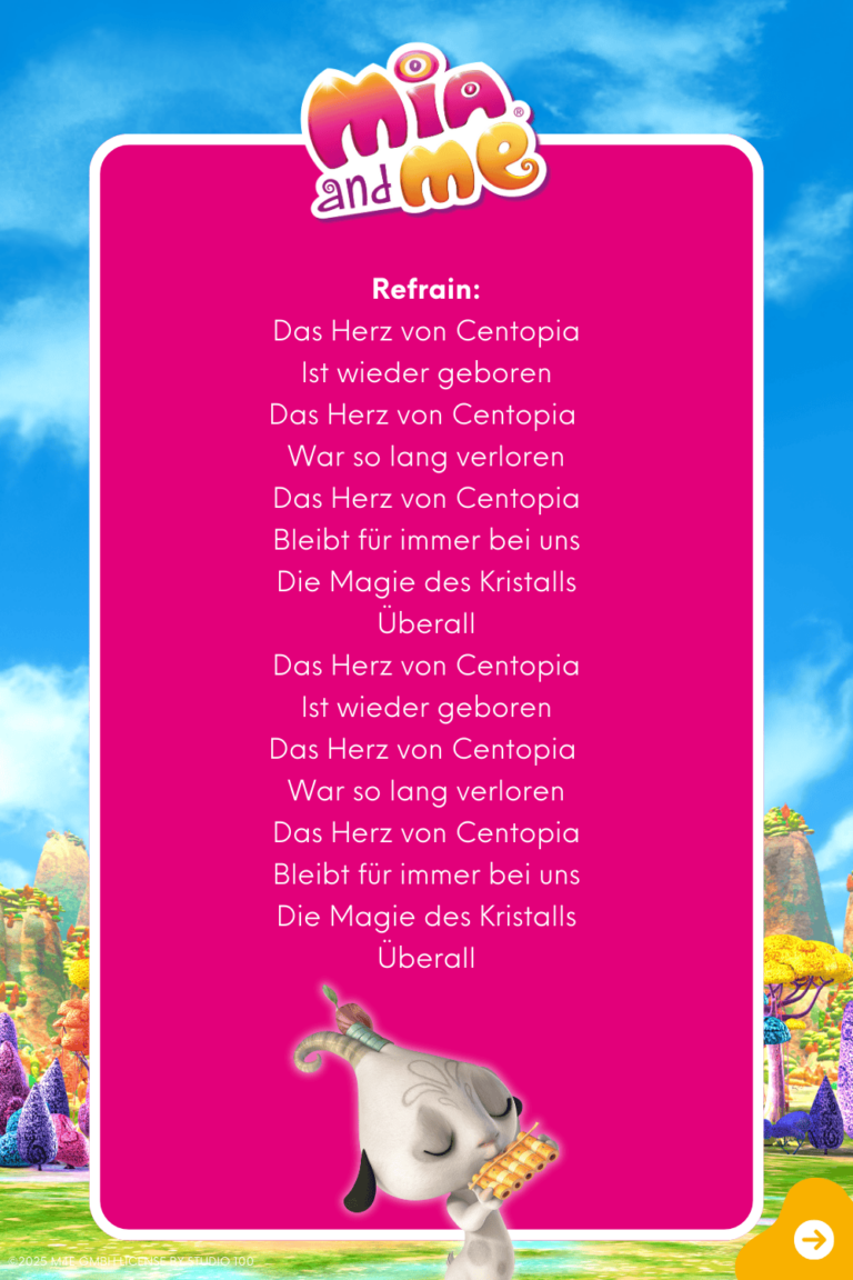 Songtext zum Lied "Herz von Centopia" Seite 2 aus dem Original Liederalbum von Mia and me