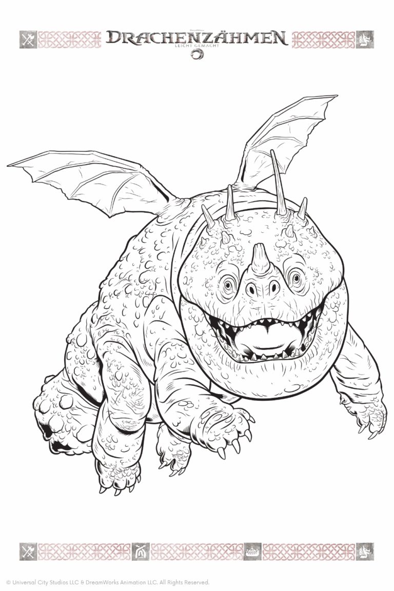 Malvorlage zu Drachenzähmen leicht gemacht zum Ausdrucken und Ausmalen für Website und Landingpage