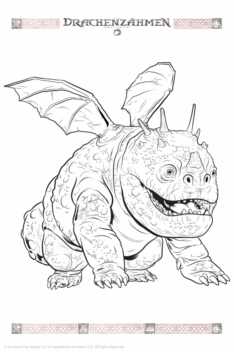 Malvorlage zu Drachenzähmen leicht gemacht zum Ausdrucken und Ausmalen für Website und Landingpage