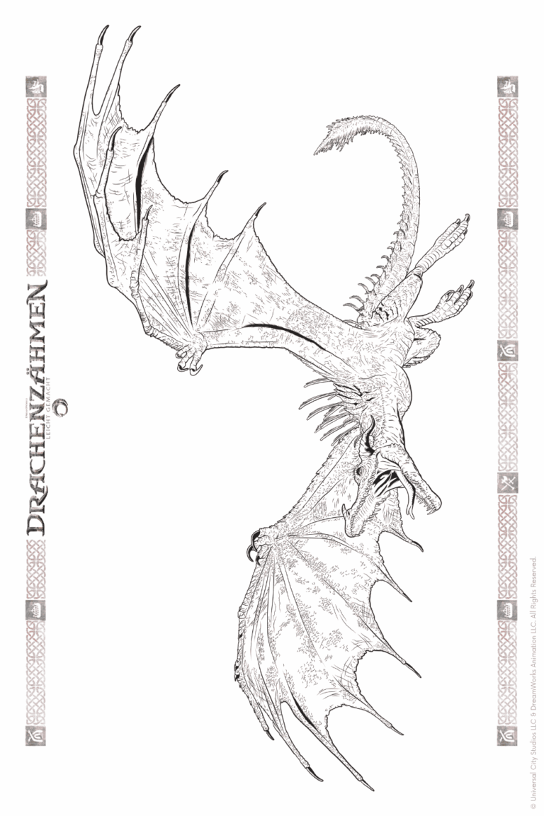 Malvorlage zu Drachenzähmen leicht gemacht zum Ausdrucken und Ausmalen für Website und Landingpage