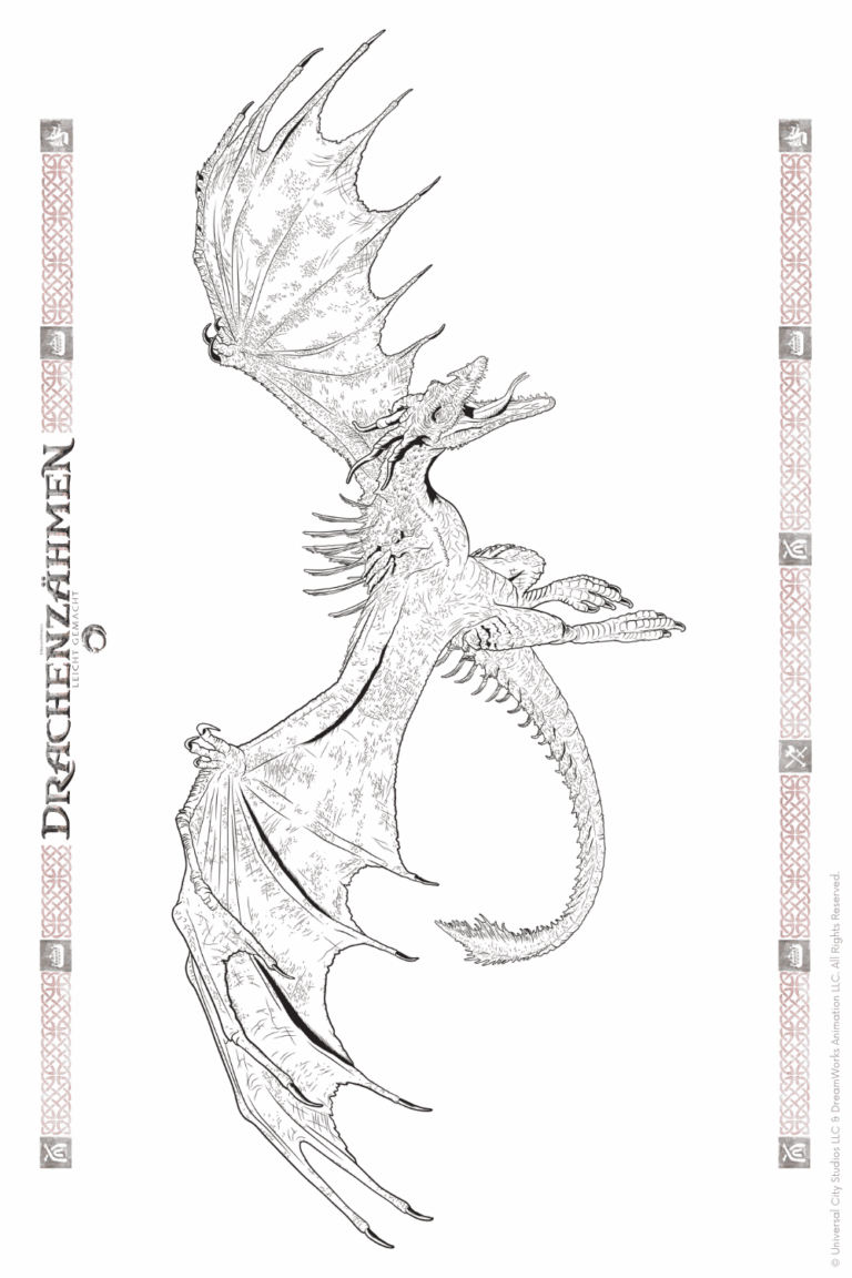 Malvorlage zu Drachenzähmen leicht gemacht zum Ausdrucken und Ausmalen für Website und Landingpage