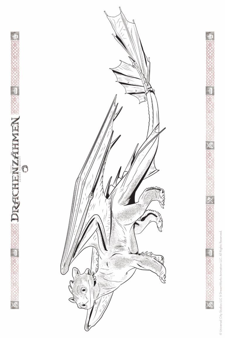 Malvorlage zu Drachenzähmen leicht gemacht zum Ausdrucken und Ausmalen für Website und Landingpage