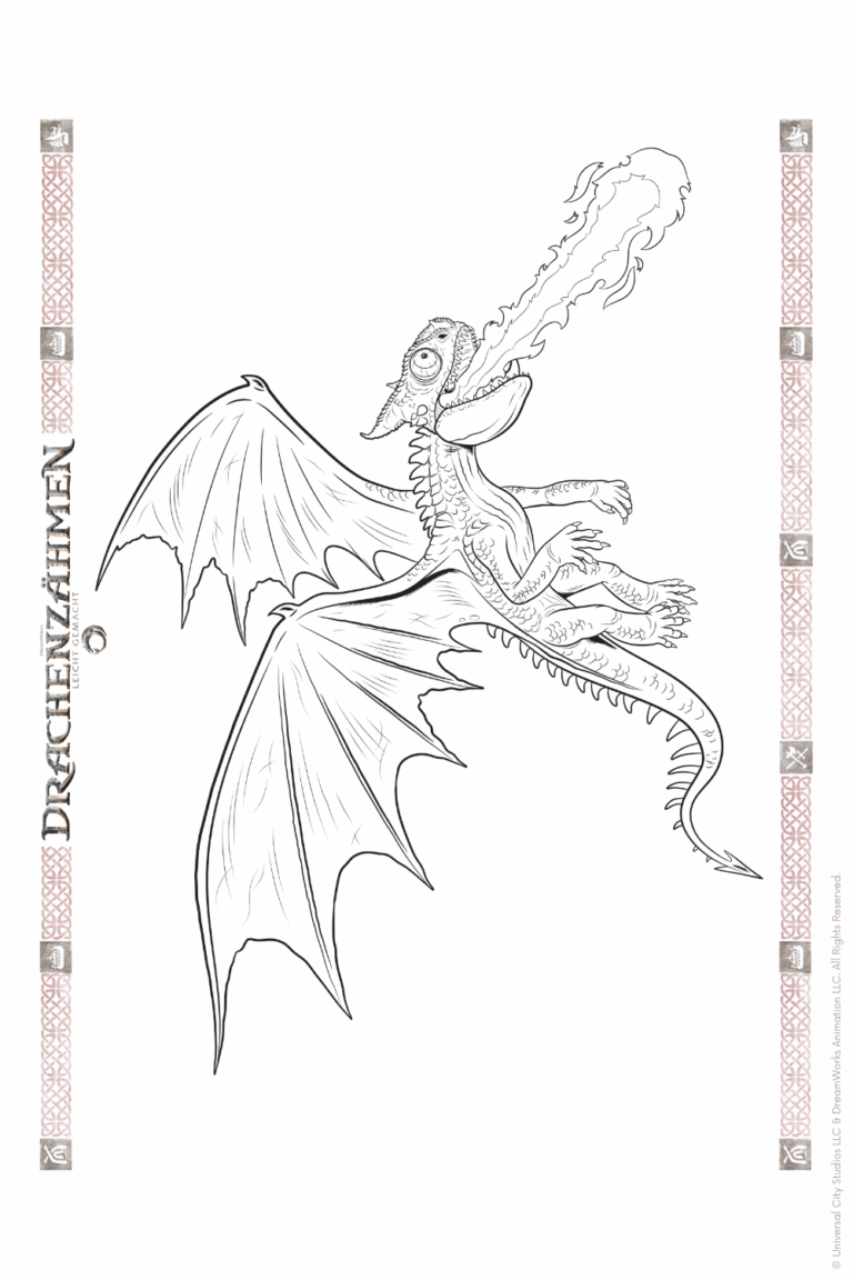 Malvorlage zu Drachenzähmen leicht gemacht zum Ausdrucken und Ausmalen für Website und Landingpage