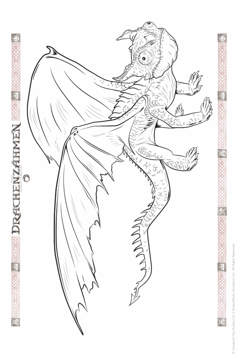 Malvorlage zu Drachenzähmen leicht gemacht zum Ausdrucken und Ausmalen für Website und Landingpage