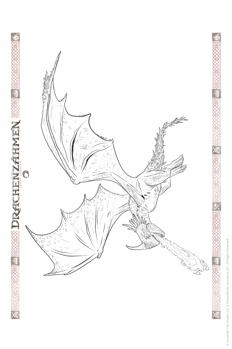 Malvorlage zu Drachenzähmen leicht gemacht zum Ausdrucken und Ausmalen für Website und Landingpage