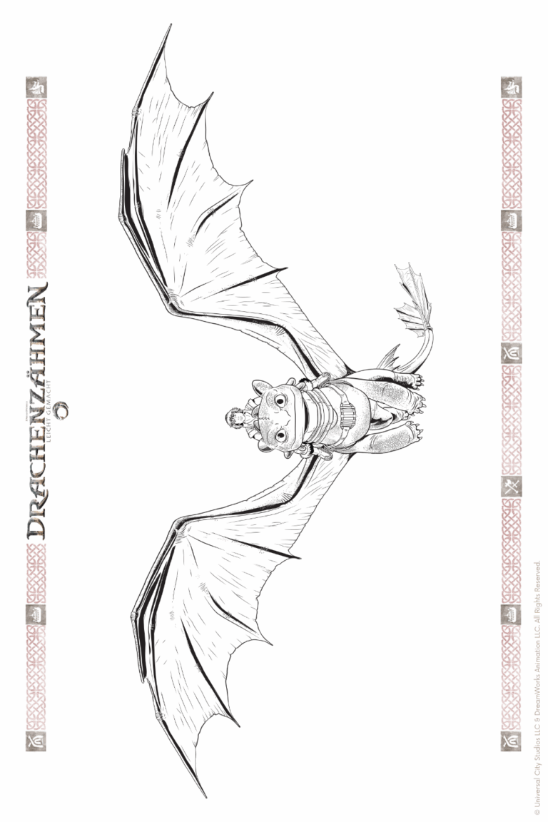Malvorlage zu Drachenzähmen leicht gemacht zum Ausdrucken und Ausmalen für Website und Landingpage