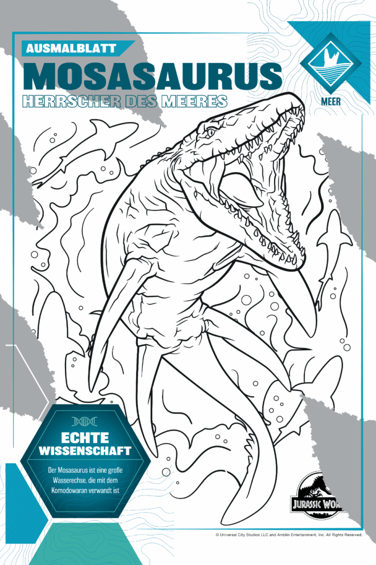 Ausmalbild Mosasaurus