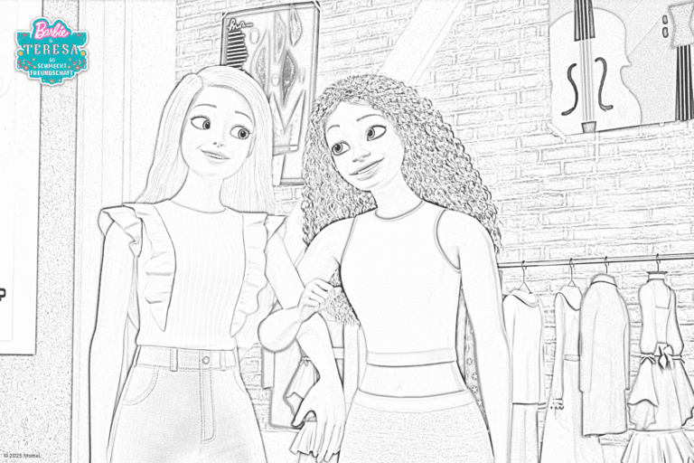 Malvorlage Barbie und Teresa - So schmeckt Freundschaft