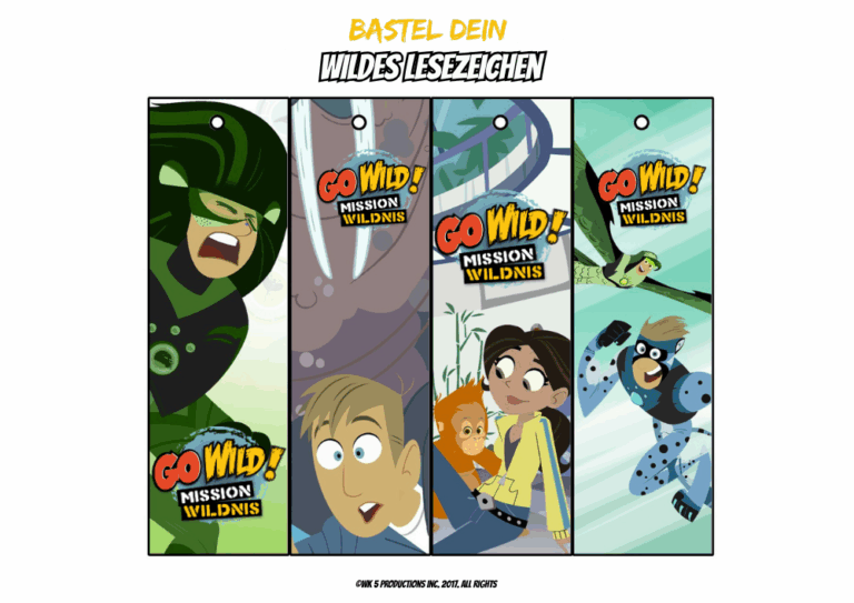 Lesezeichen von Go Wild zum Selber basteln in verschiedenen Motiven.