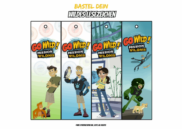 Lesezeichen von Go Wild zum Selber basteln in verschiedenen Motiven.