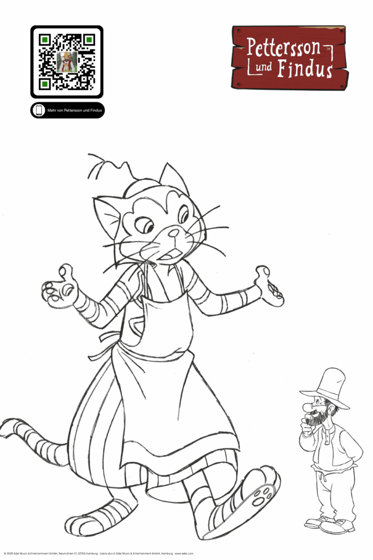 Pettersson und Findus Malvorlage Größenverhältnis