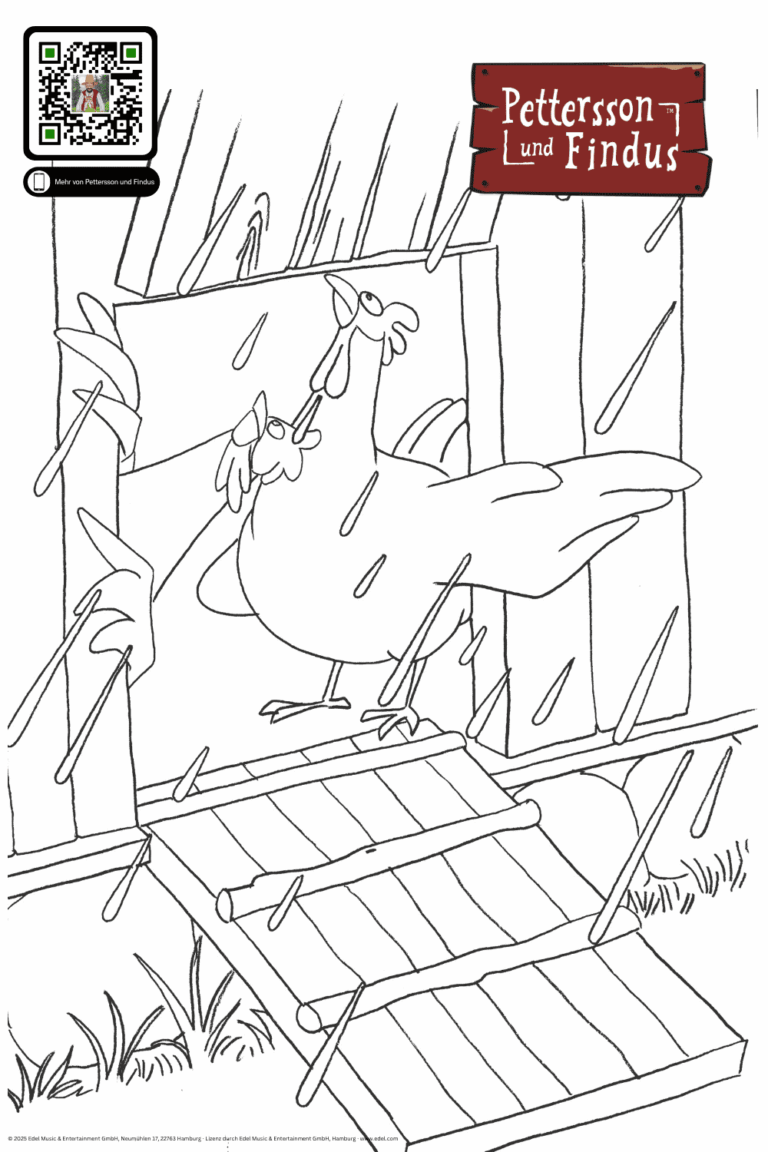 Malvorlage Hühner im Regen im Hühnerstall