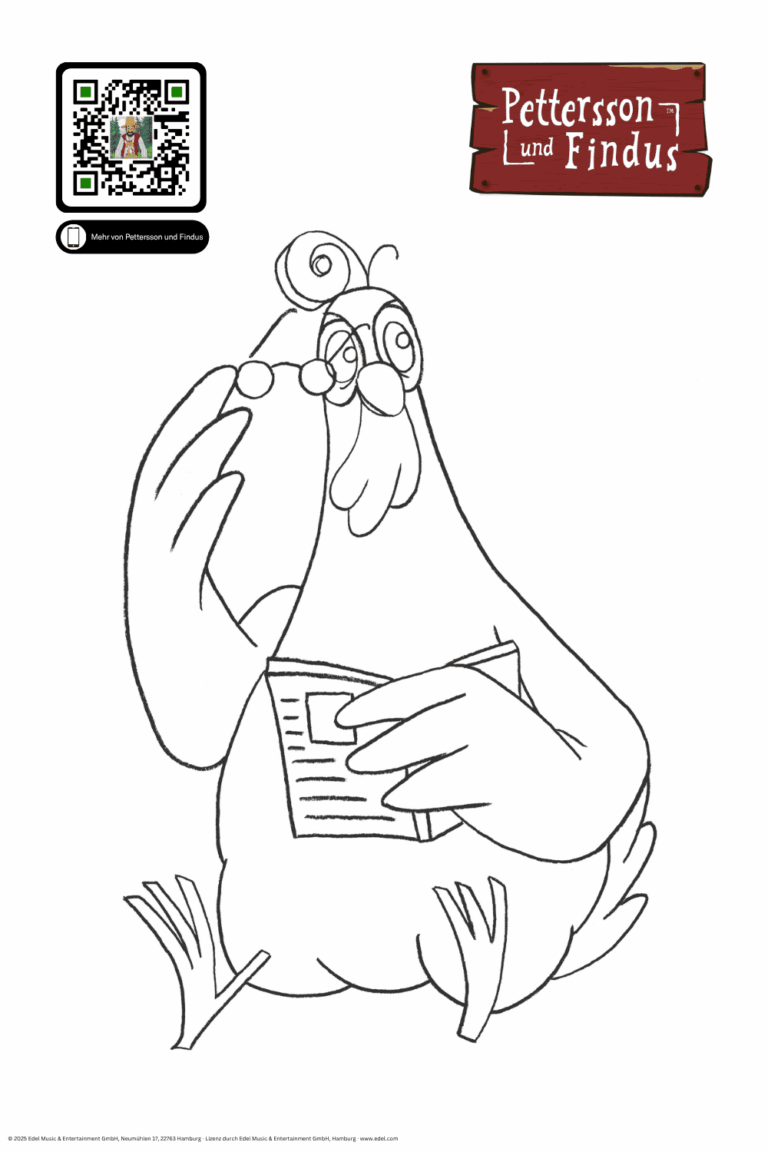 Malvorlage Huhn mit Brille und Zeitung