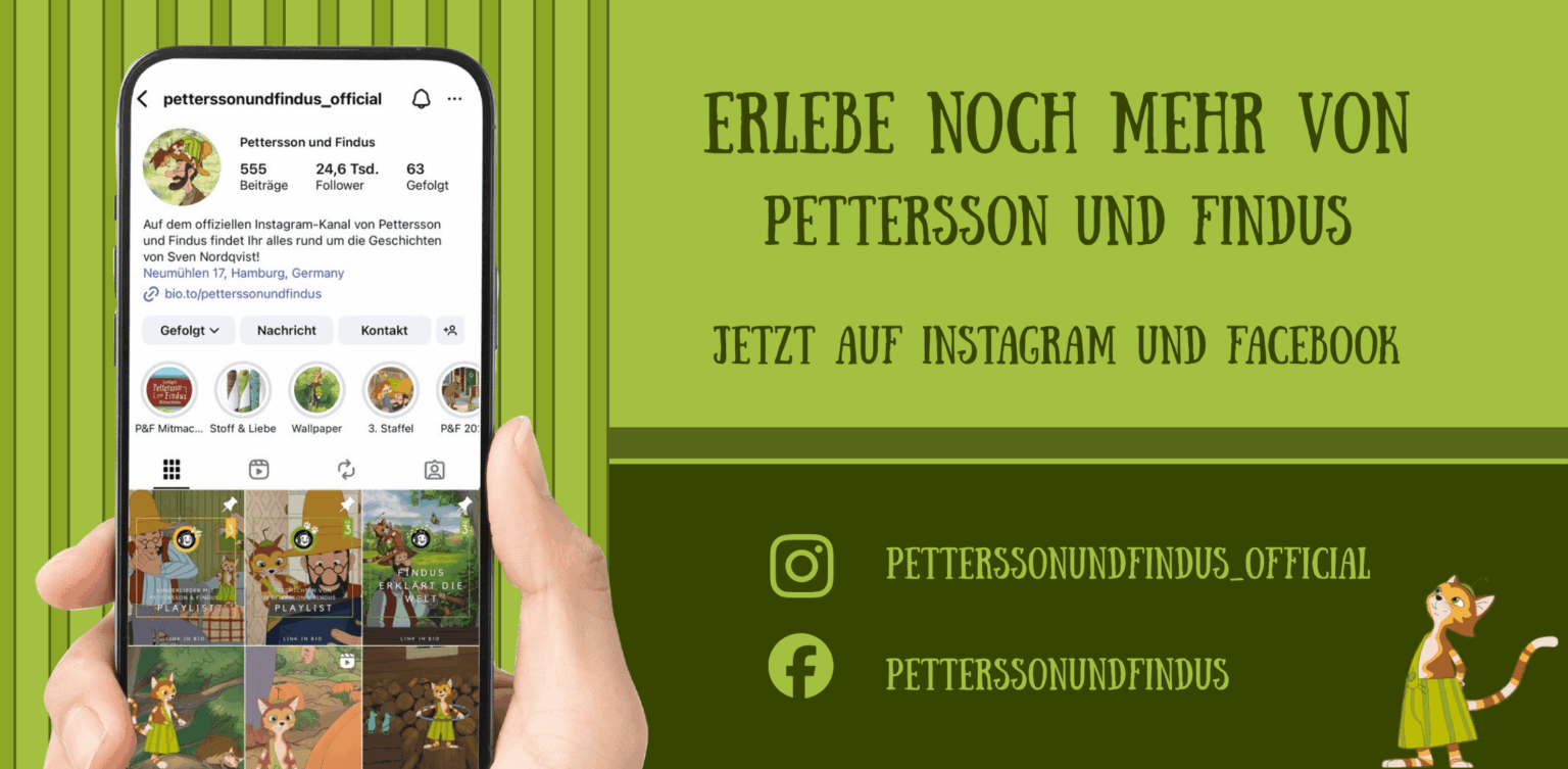 Banner zum Instagram und Facebook Kanal von Pettersson und Findus