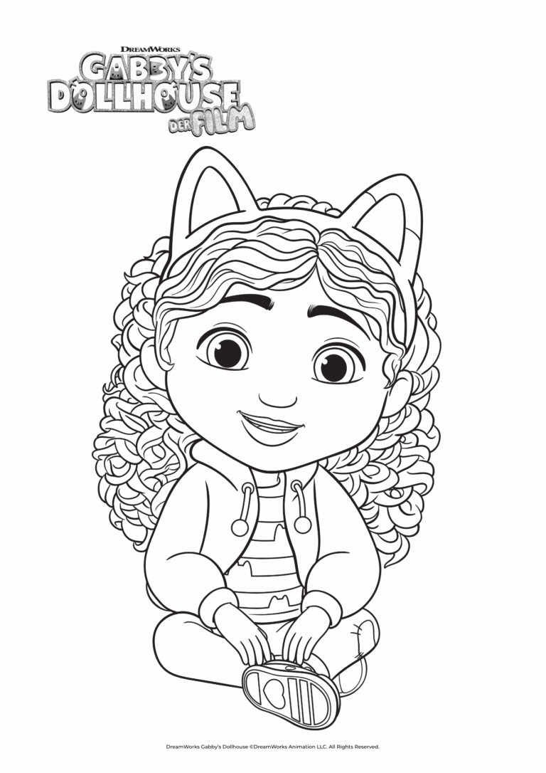 Ausmalbild von Gabby sitzend.