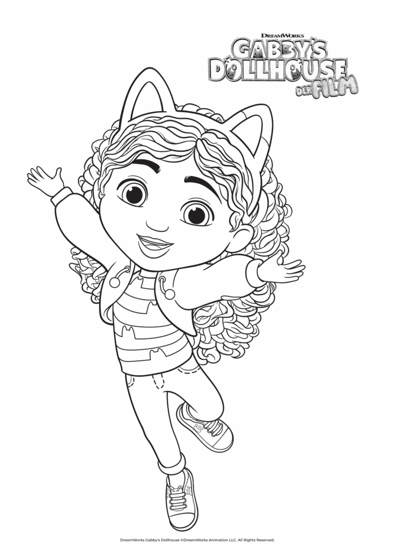 Ausmalbild von Gabby springend.