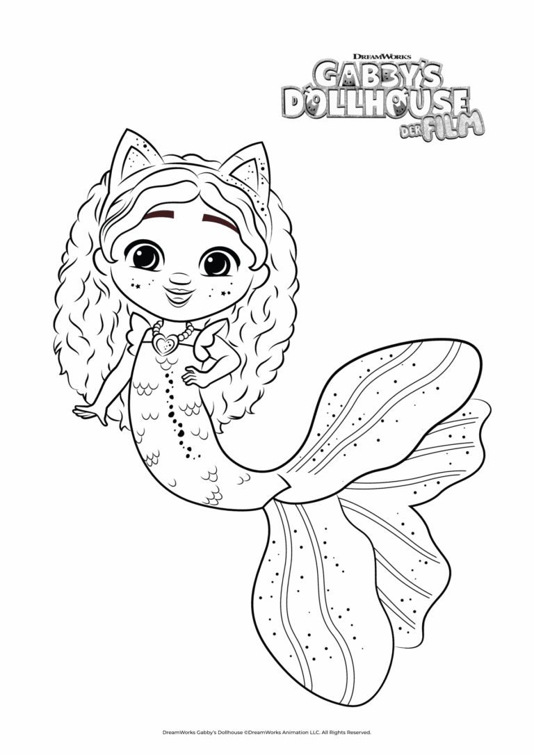 Ausmalbild von Gabby als Meerjungfreu.