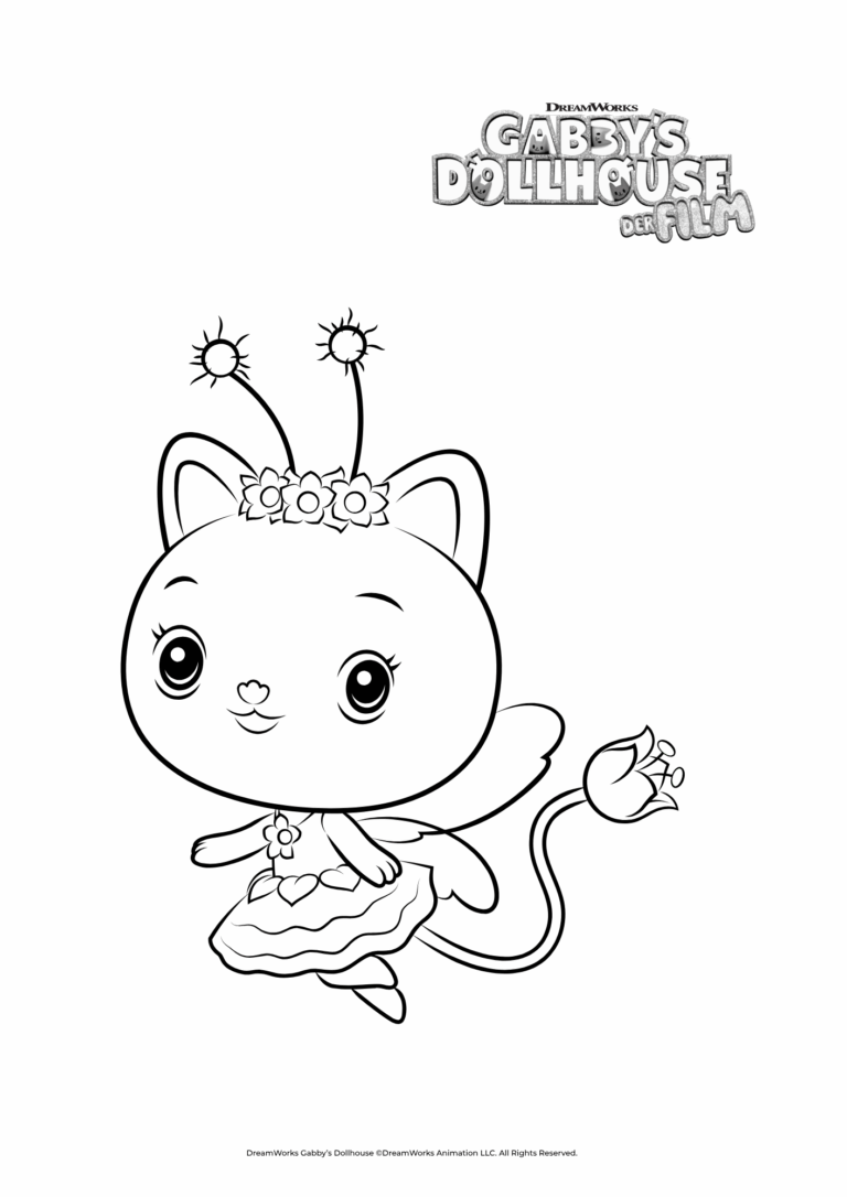 Ausmalbild von Kitty Fee tanzend.