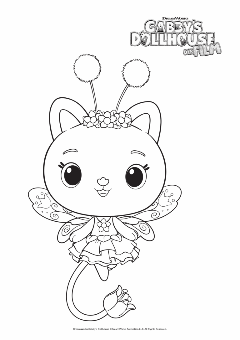 Ausmalbild von Kitty Fee fröhlich.