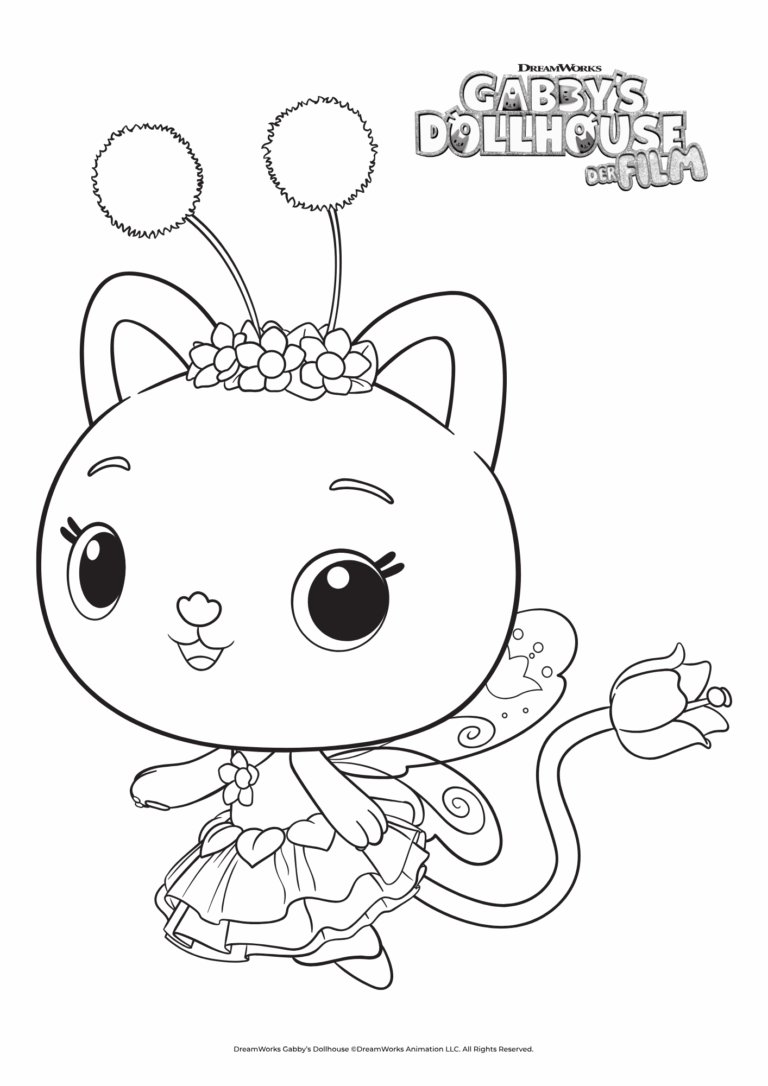 Ausmalbild von Kitty Fee mit Details näher dran.