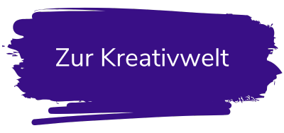 Lila Kreativwelt Button für die Landingpage zu Sing, mit Extras zum Downloaden, Ausmalbilder, Infos und Rätsel