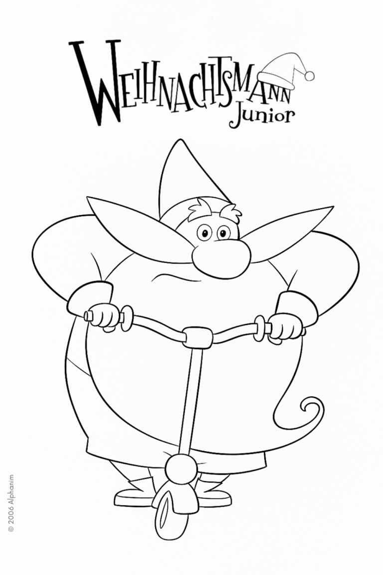 Man sieht ein Ausmalbild vom Weihnachtsmann ohne Kleidung.
