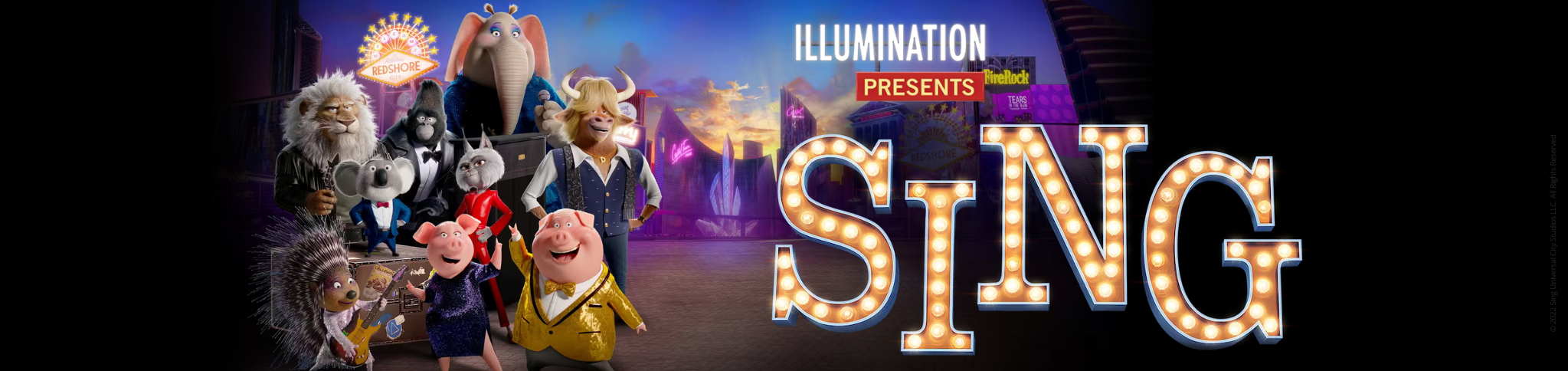 Banner von SIng mit allen Charakteen aus dem Film abgebildet.