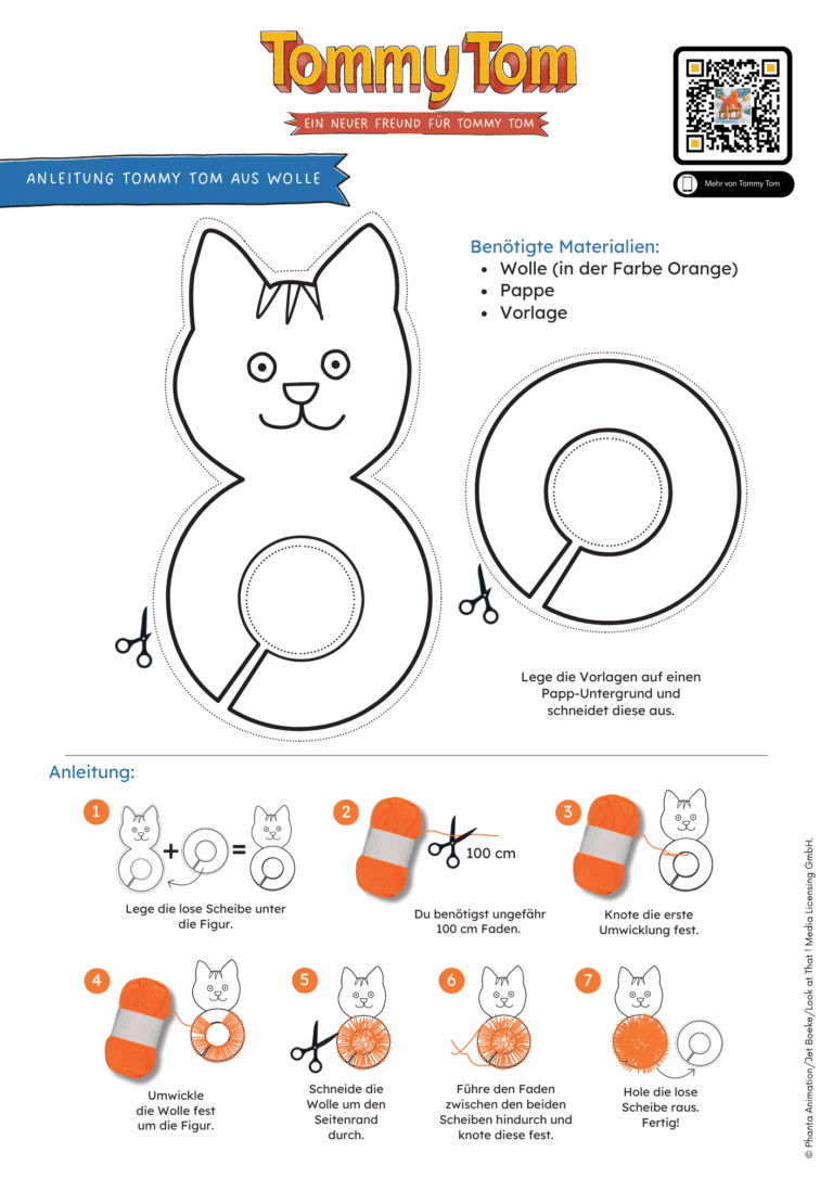 Tommy Tom Bastelanleitung zu Woll-Katze.