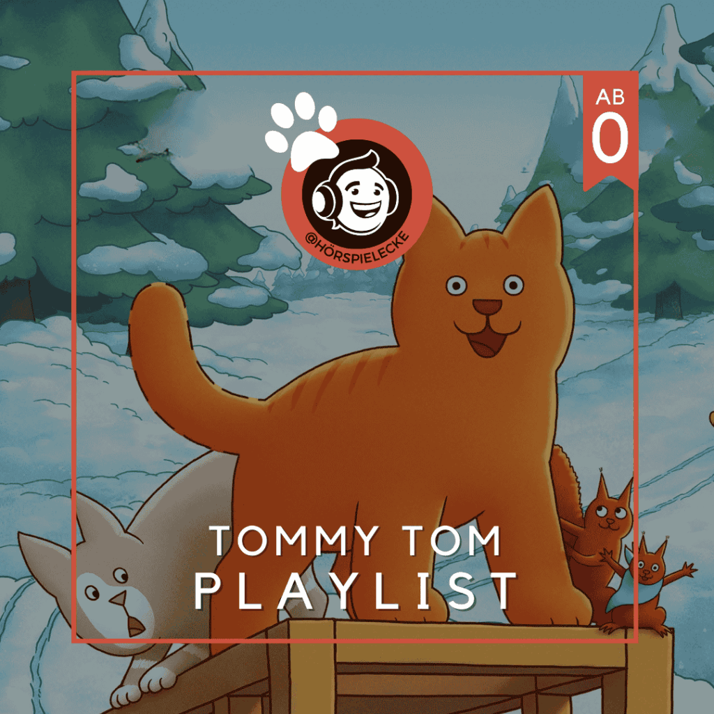 Bild zur Playlist des Hörspiels zum Kinofilms Tommy Tom - Ein neuer Freund für Tommy Tom. Auf dem Bild ist Tommy Tom auf einem Schlitten zu sehen und Mauzi Maus neben ihm. Im Hintergrund sieht man eine Schneelandschaft.
