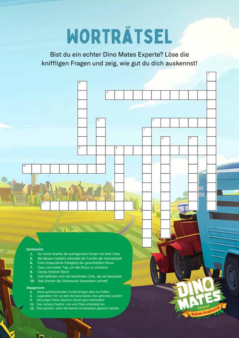 Worträtsel zur TV-Serie Dino Mates.