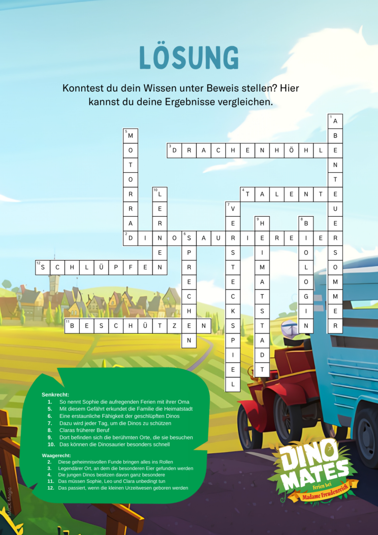 Lösung zum Worträtsel zur TV-Serie Dino Mates.