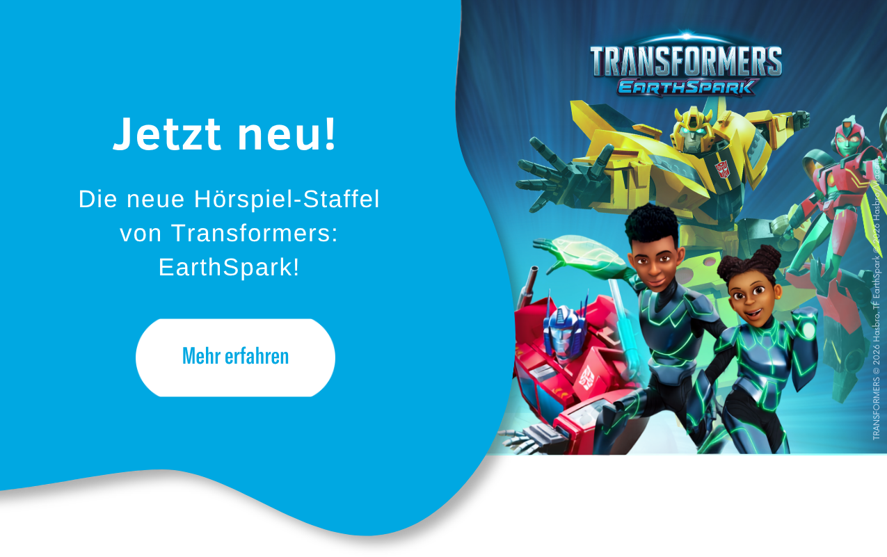 Banner zu Transformers: EarthSpark mit drei Transformers und den Malto-Kindern vor dunkelblauem Hintergrund.